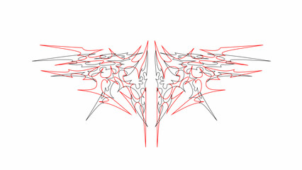 Neo tribal Abstract Symmetrical vector Design with Red and black Lines