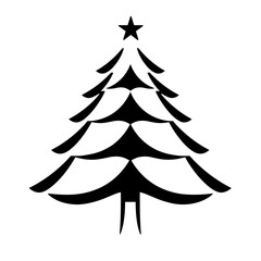 Geometric Christmas Tree Logo, Black & White, Elegant & Timeless