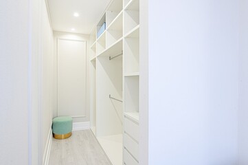 interior apartment room dressing room, hangers, storage system
