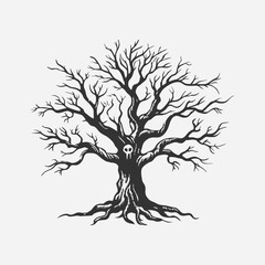 Creepy Tree Silhouette Isolated vector illustration