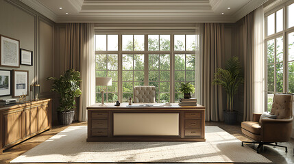 Obraz premium Create a stylish home office with natural light and elegance