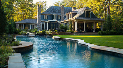 Residential home with a spacious swimming pool