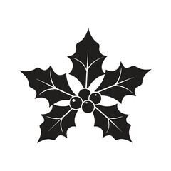 Christmas Holly Silhouette Vector Illustration for Holiday Design