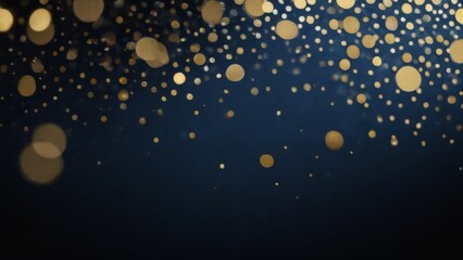 Dark blue bokeh background with scattered white and gold dots, creating a dreamy and ethereal atmosphere.