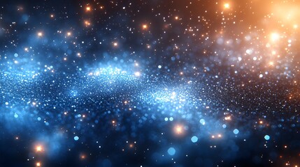 Obraz premium Shiny Blue Glitter In Abstract Defocused Background - Christmas And New Year Texture,