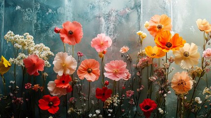 Vibrant Floral Still Life: A Stunning Display of Poppies and Wildflowers