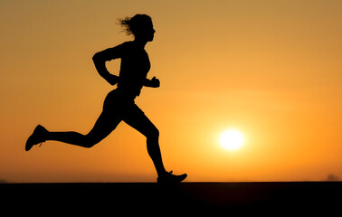 A young woman is exercising by running, with a slender and healthy figure, reflecting a moment of elegance and strength.