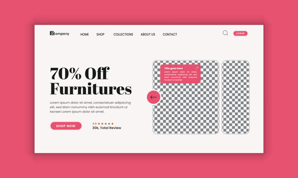 Furniture Store website landing page hero section and web banner user interface design template