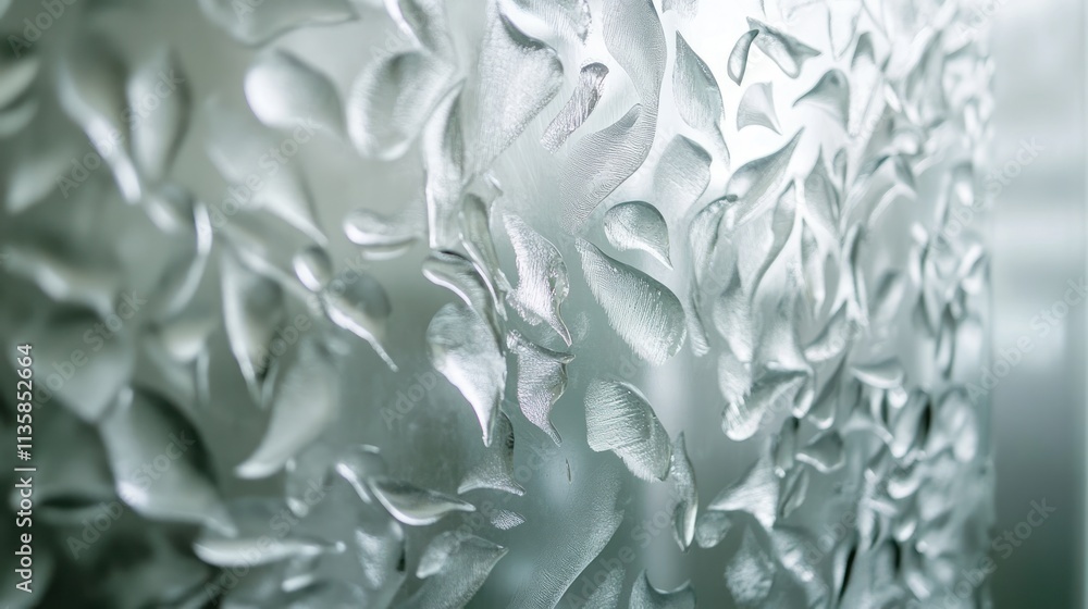 Aufkleber A textured glass surface with intricate leaf-like patterns, creating a decorative effect.