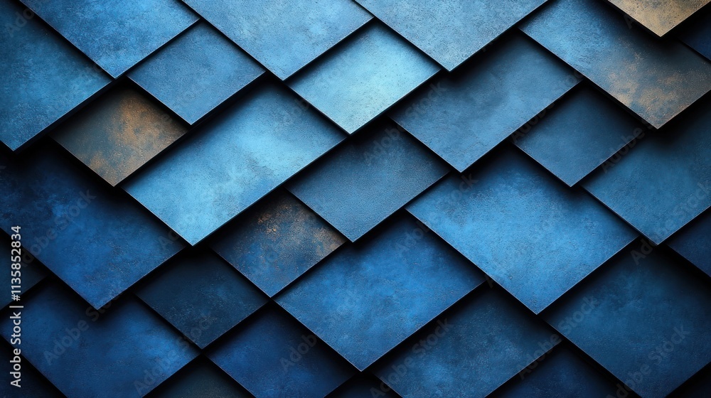 Poster A textured blue pattern featuring overlapping geometric shapes.