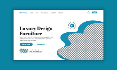 Modern furniture landing page design or Luxury furniture sale website hero section banner template