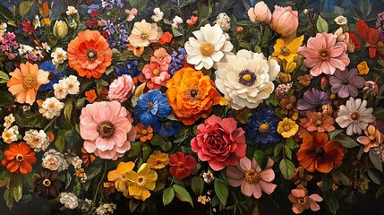Fototapeta premium Vibrant Floral Masterpiece: An Abundance of Blossoms