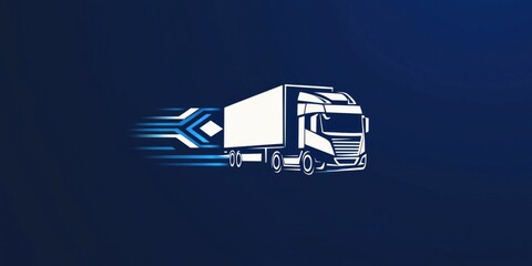 Simple logistics logo with a stylized arrow and a truck symbol, in a clean blue and white design.