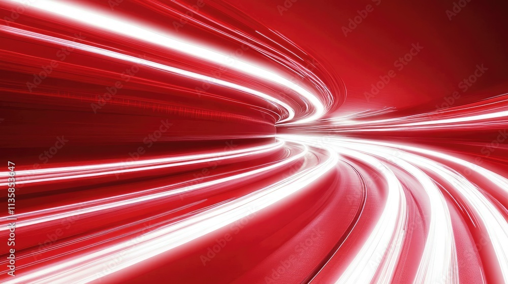 Poster abstract light trails in red and white colors creating a dynamic and energetic motion effect on a sm