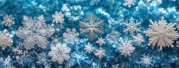 The background is a light blue with a snow flakes