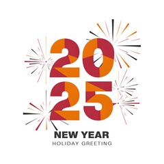 Obraz premium Happy New Year 2025. Festive background for your design. Vector illustration transparent background png cutout