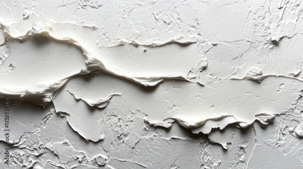 Poster a textured white surface with layered cream-like material.
