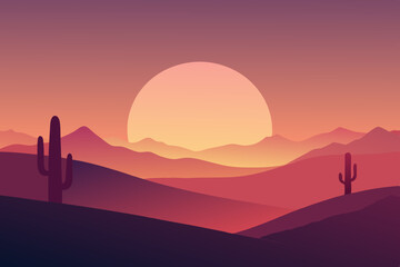 Fototapeta premium A flat design of a serene desert landscape