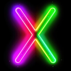 Obraz premium Neon Light x letter on a black isolated background, Colorful neon light x letter background