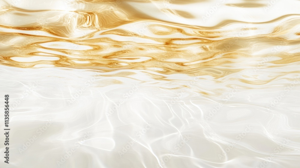 Poster a reflective water surface with light ripple patterns and natural wave textures, creating a calming 