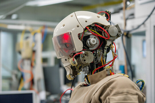 Advanced robotic systems are displayed in a lab, highlighting the intersection of biological inspiration and technological innovation, showcasing creative engineering solutions