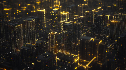 Smart digital Innovation city with connection network reciprocity over the cityscape. of future smart wireless digital city and social media networking systems that connects people with in city