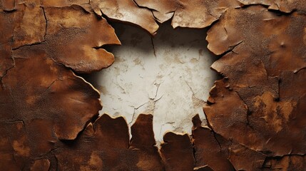 Textured Background with Peeling Leather and Cracked Surface Revealing a Light Parchment Layer Underneath for Artistic and Design Applications