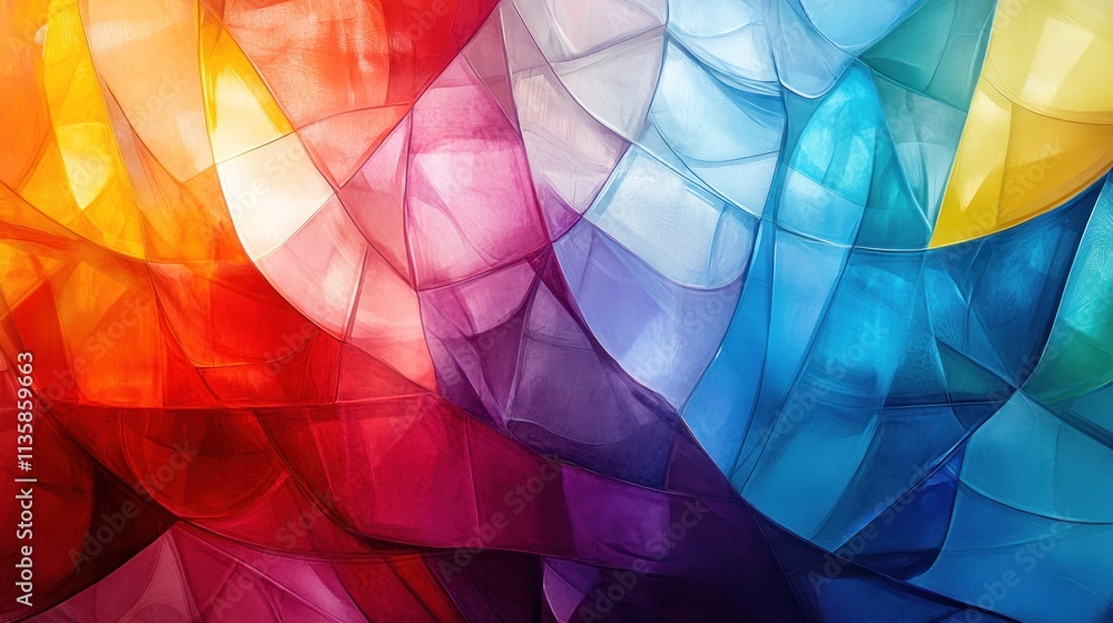 Poster A vibrant abstract design featuring a blend of colors and shapes, creating a dynamic visual effect.
