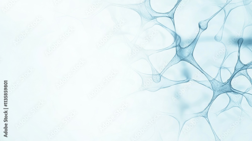 Poster abstract illustration of interconnected neural networks in soft blue tones.