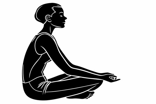 recommend clip art: Yoga lotus pose padmasana vector silhouette on a white background