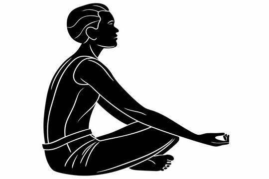 recommend clip art: Yoga lotus pose padmasana vector silhouette on a white background