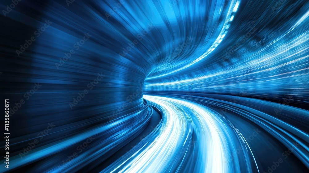 Aufkleber abstract representation of motion and speed in a tunnel of blue light, capturing the essence of dyna