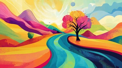 A colorful infographic illustrating the journey from thought to transformation