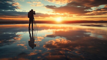 Capturing the Golden Hour A Photographer's Solitary Moment at Sunset