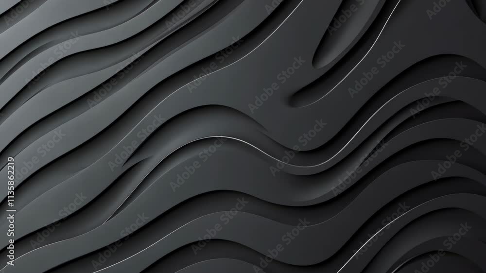 Aufkleber abstract black textured surface with flowing wave patterns creating a modern design aesthetic