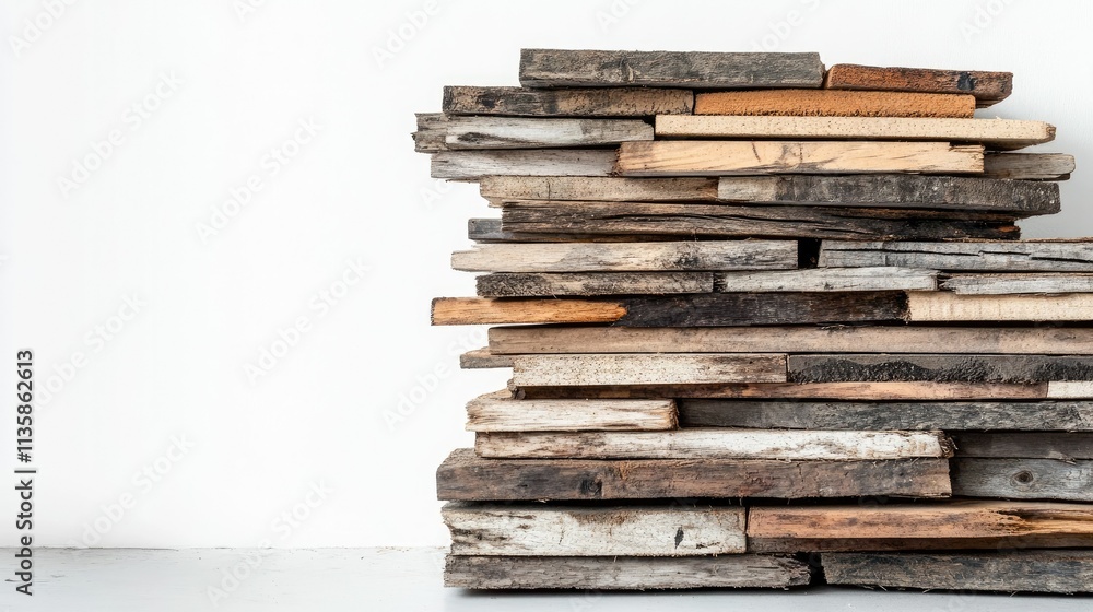 Poster a stacked arrangement of various wooden planks displaying unique textures, colors, and patterns idea