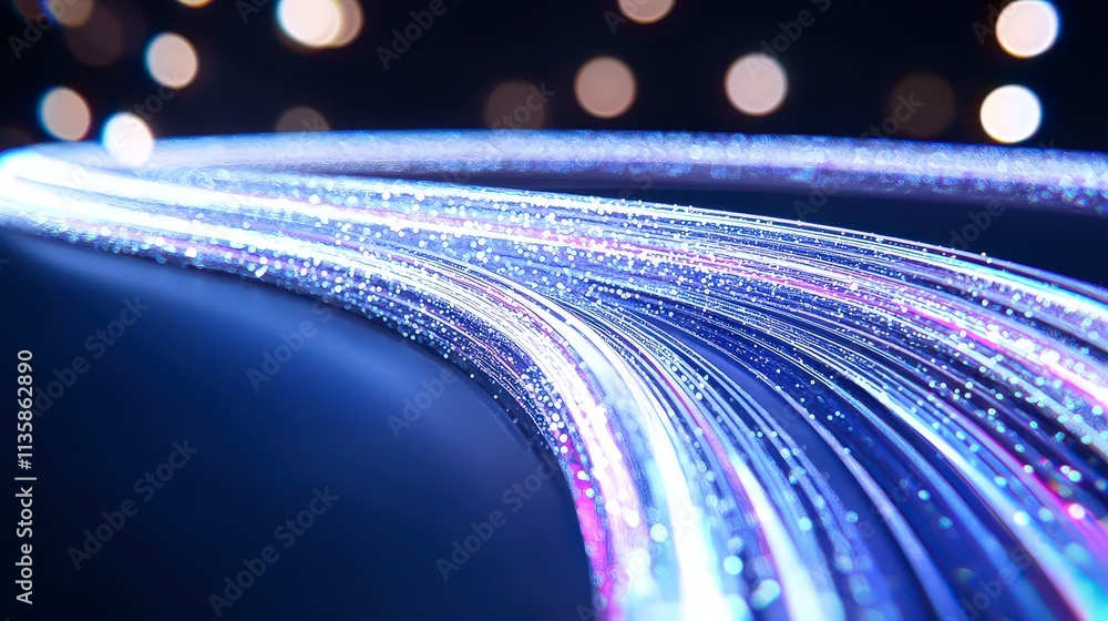 Poster futuristic fiber optics abstract tech background glowing lines digital data stream net