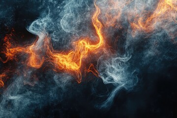 Abstract fiery and smoky swirls clash. Ideal for backgrounds needing energy, power, or conflict themes.