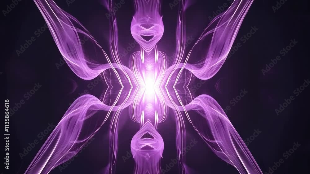 Poster abstract purple light display with flowing smoke patterns in a dark background