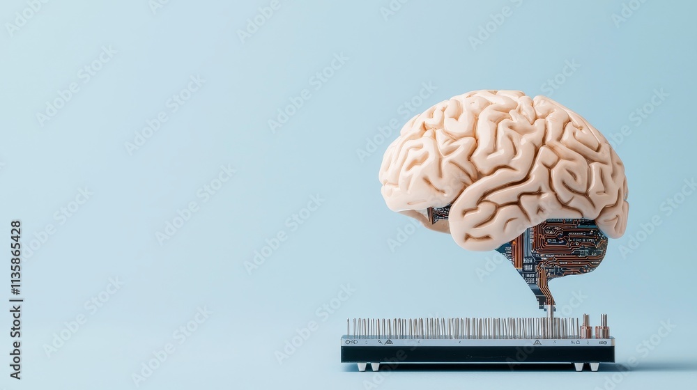 Aufkleber enhancing human potential with brain-computer interfaces digital art minimalist environment futurist