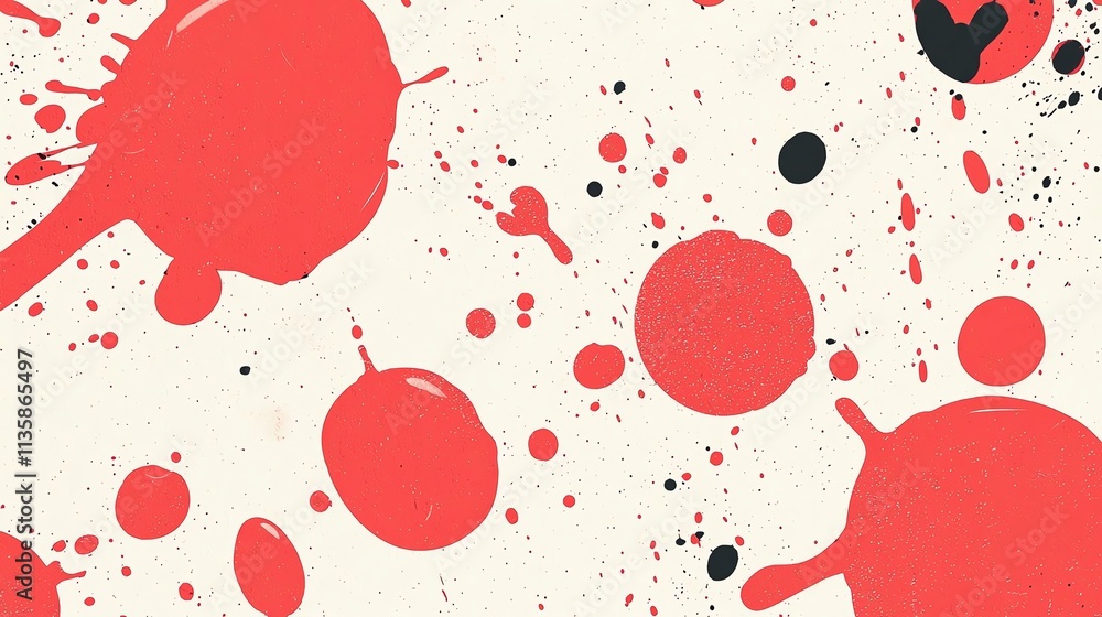 Poster colorful splashes and droplets of paint create a vibrant abstract background.
