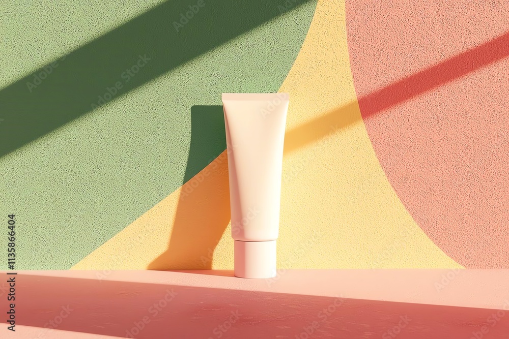 Poster minimalistic product placement with stylish geometric background and soft shadows.