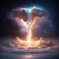 Obraz premium Colorful Explosion in Cosmic Space with Starry Background