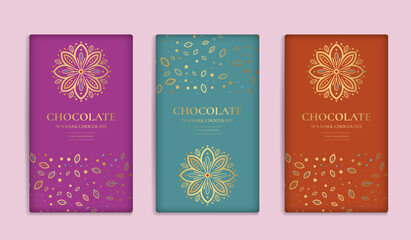 Luxury packaging design of chocolate bars. Vintage vector ornament template. Elegant, classic elements. Great for food, drink and other package types. Can be used for background and wallpaper.