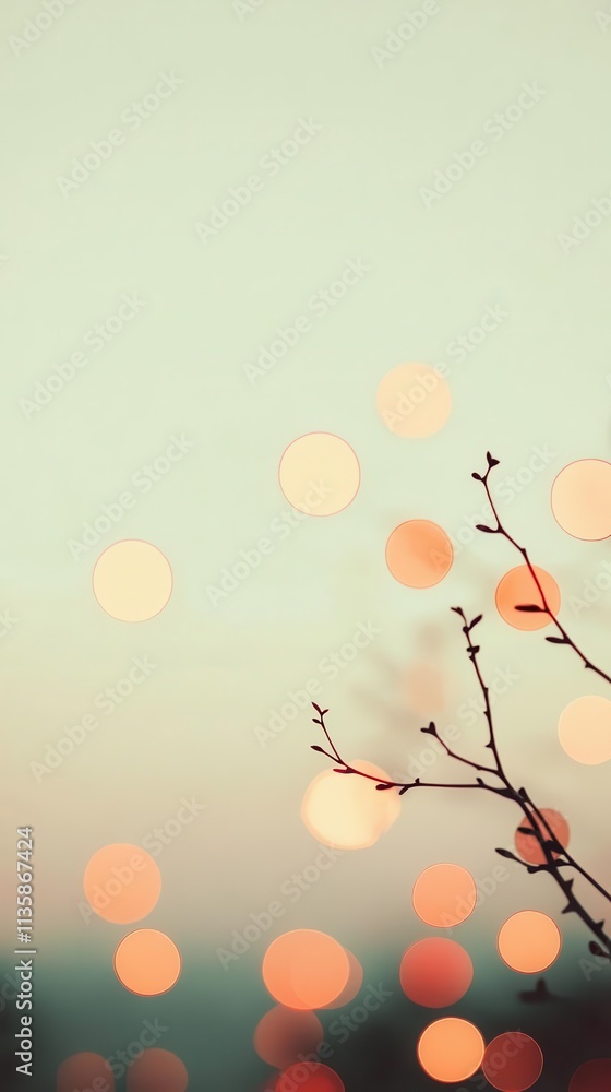 Poster soft bokeh in red and gold hues fading into white, minimalist design for a clean text layout.