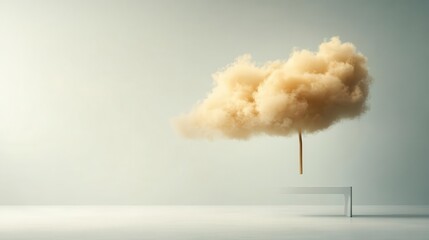 Floating golden clouds drifting gently, soft white background with ample room for text.