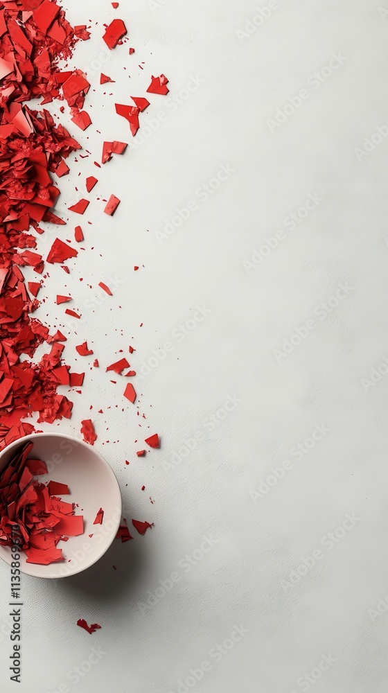 Poster the clean white background with ample text space is complemented by floating crimson shards casting 