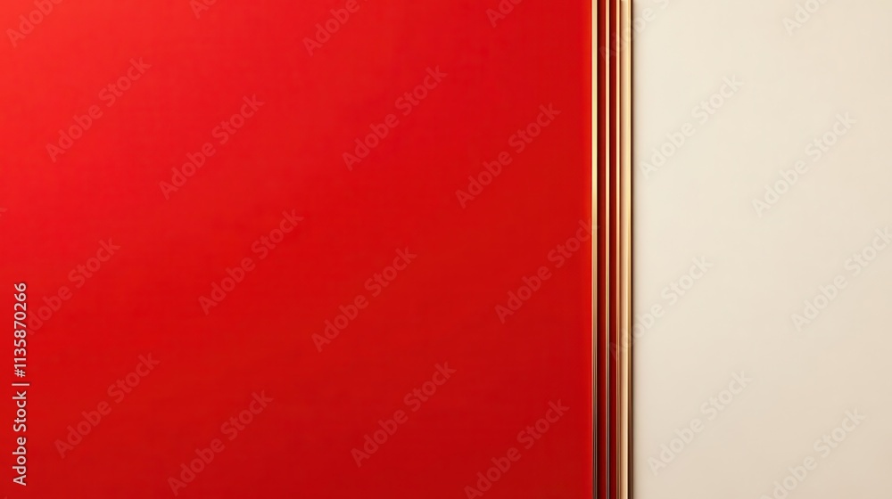 Poster an elegant diagonal split between red and white, featuring a subtle golden gradient at the border, l