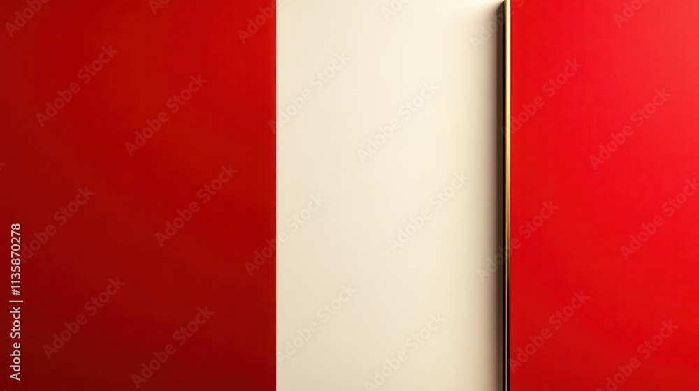 Poster an elegant diagonal split between red and white, with a soft golden gradient at the border and space