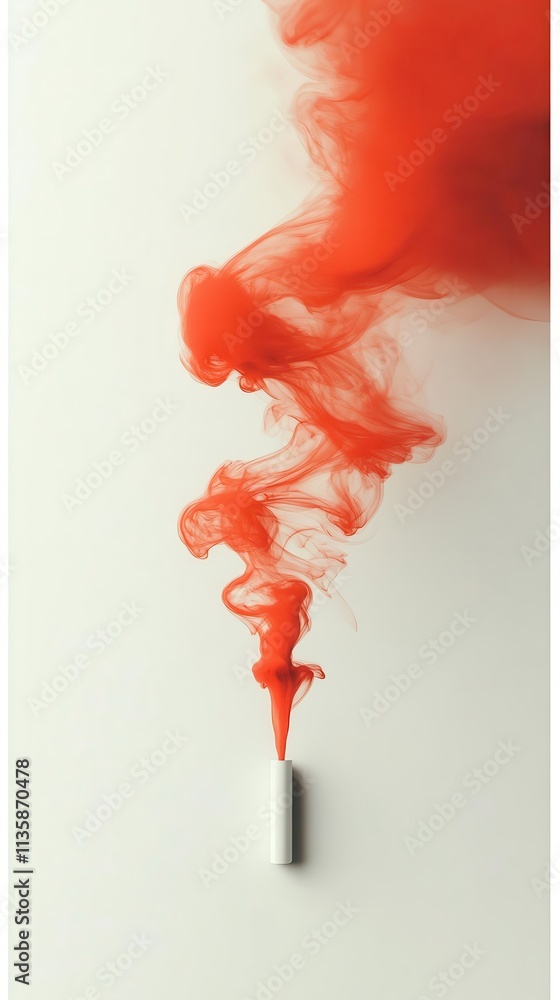 Poster dynamic swirl of red and gold silk threads, minimalist white backdrop with ample room for text.